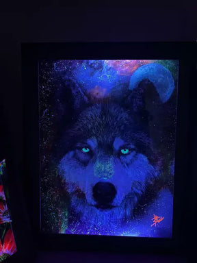 Quadro LOBO BRANCO Luminicente Recarregável